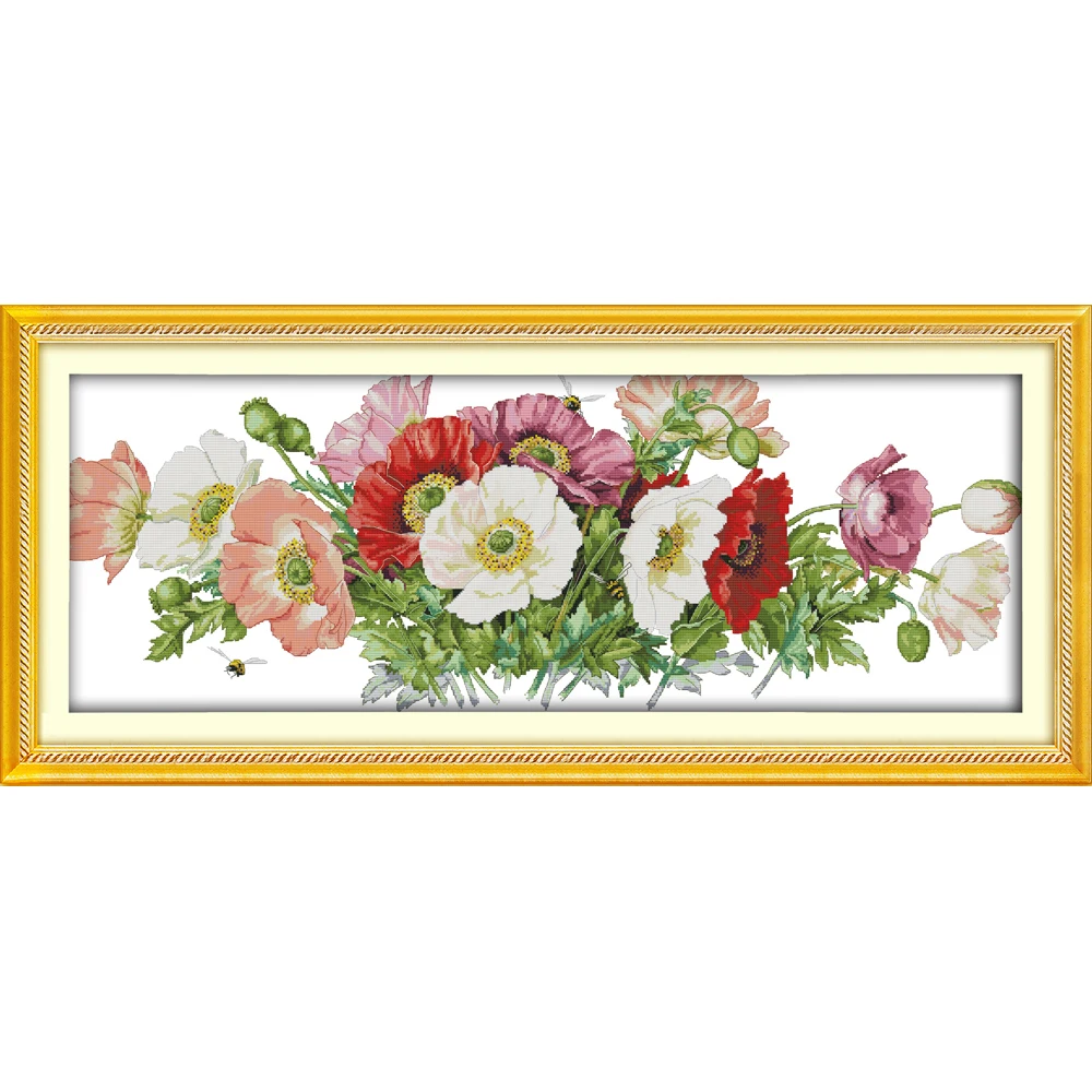 Joy Sunday Маки (7) китайские наборы крестиков экологичный хлопок чистый Печатный 14 11CT