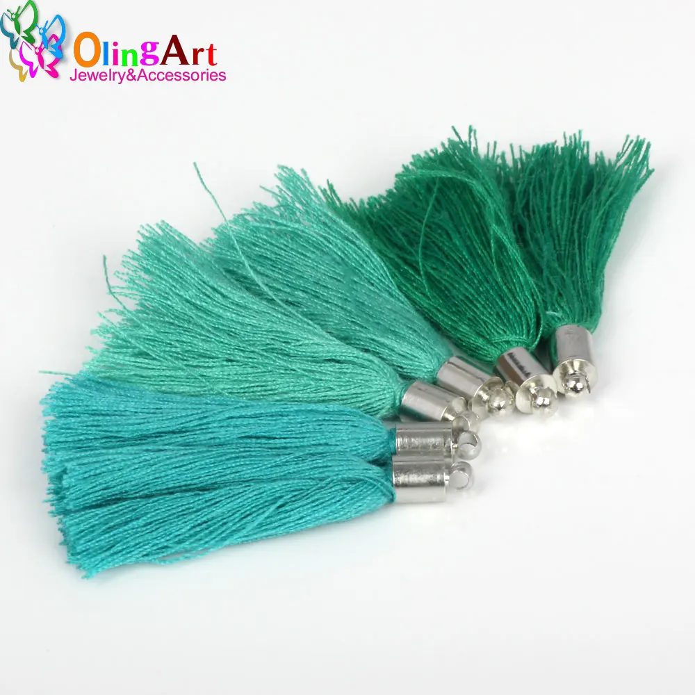 OlingArt 40 мм 6 шт смешанные цвета хлопок шелковый атлас амулеты кисточки DIY ожерелье