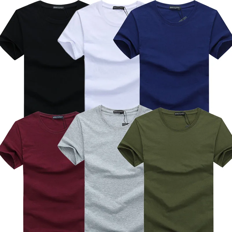 

TEXIWAS 2023 6Pcs/Lot New Fashion Brand O-Neck Slim Short Sleeve Men Trend Casual Mens T-Shirt Korean 4XL 5X