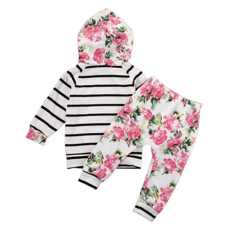 2 шт. одежда для маленьких девочек комплекты пуловер с капюшоном топы