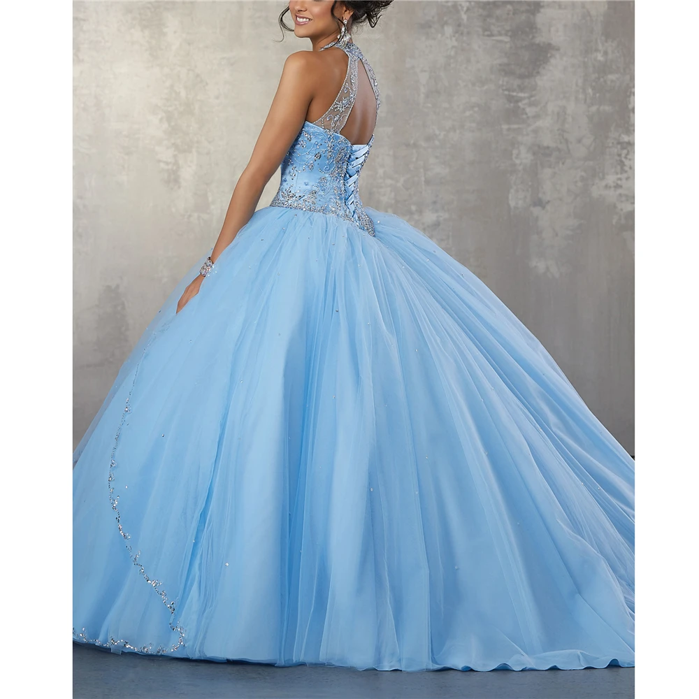 Винтажное бальное платье с вышивкой из страз и пайетками из тюля vestidos de 15 anos quinceanera пышные платья
