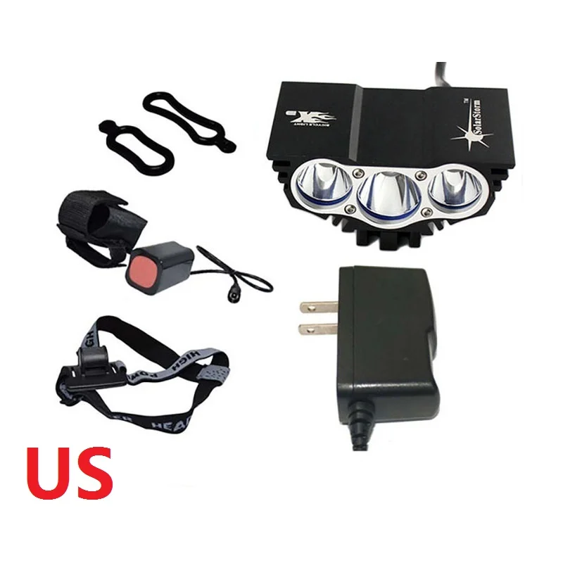 US Charger Black T6 Подсветка на велосипед 8000 Lumen LED Light велосипедный фонарь+ Батарея упаковке с открытыми порами+ Зарядное устройство - Цвет: US Charger Black T6