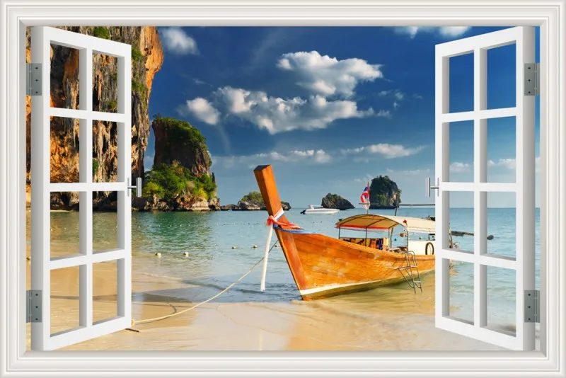 

3D наклейка на стену "Парусная лодка", AsenArt