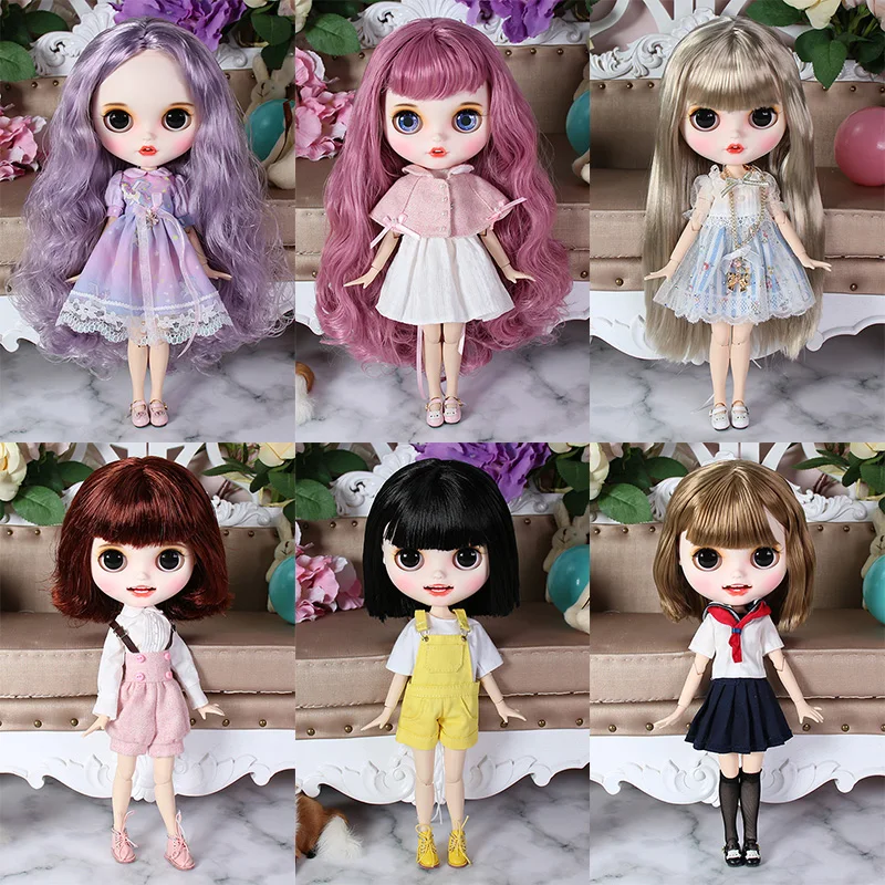 Ледяной DBS Blyth кукольные ручная роспись матовая лицевая сторона белая кожа костюм