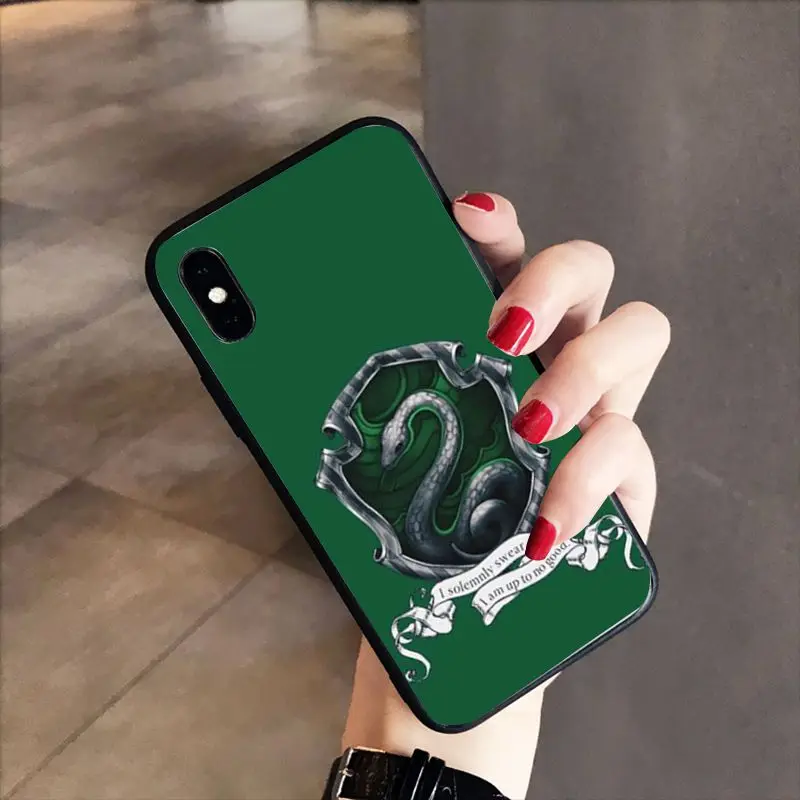 RuiCaiCa всегда школа Слизерин черный мягкий чехол для телефона iPhone 8 7 6 6S 6plus X XS MAX 5 5S SE
