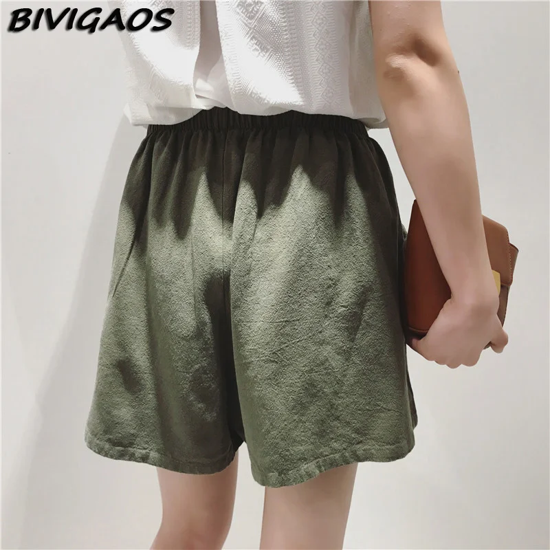 Шорты BIVIGAOS женские с кулиской повседневные свободные короткие юбки из хлопка и