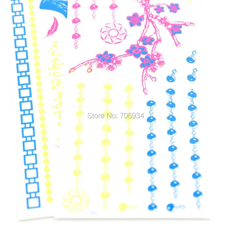 Временные тату-наклейки флуоресцентные арабские татуировки 6 шт. новые