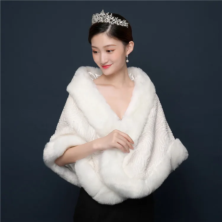 JaneVini Simple Cheap Winter Ivory Faux Fur Bridal Wraps Women Warm Shawls Jackets Brides Wedding Accessories Capa Blanca Novia | Свадьбы и