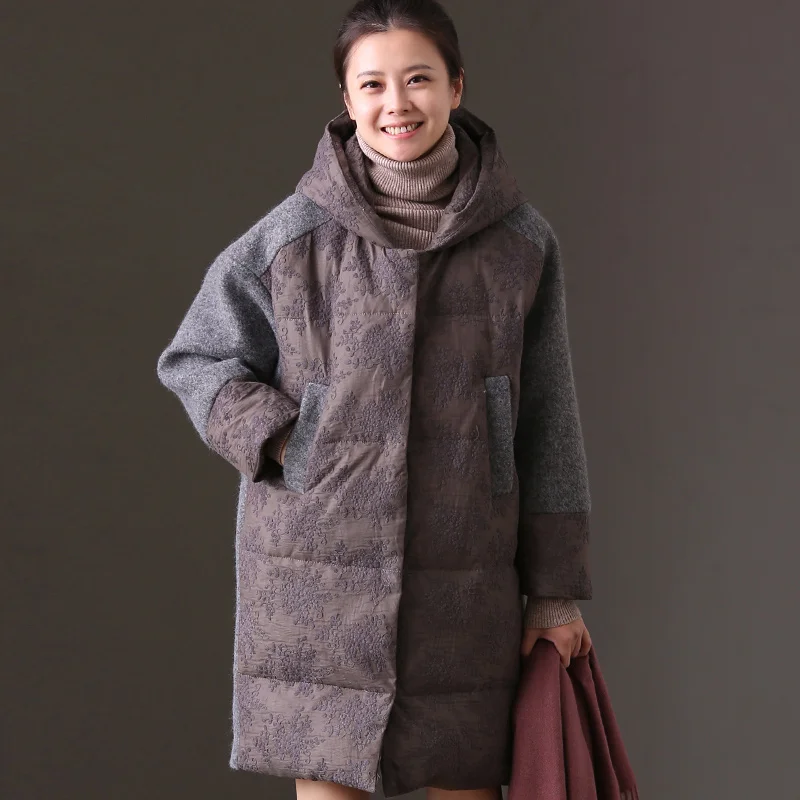 Женское зимнее пальто с капюшоном в Корейском стиле W886B - Цвет: Light grey