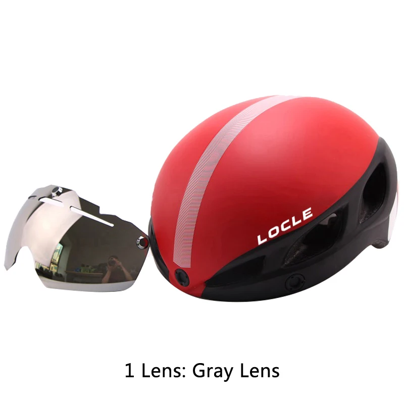 LOCLE Магнитные очки велосипедный шлем Casco Ciclismo IN-MOLD велосипедный шлем дорожный горный MTB шлем с очками - Цвет: Black Red 1 Lens