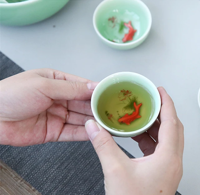 Чайный сервиз longquan celadon фарфоровые чашки для чайной церемонии кунг фу Горшочек