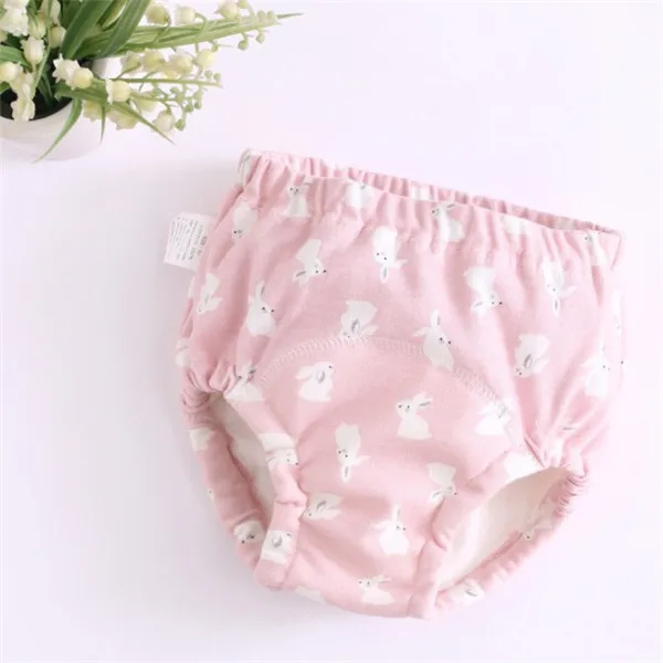 Pink Rabbit 6 слой с промежностным углом для подросткового возраста из хлопка, шорты, трусы тканевые подгузники многоразовые детские подгузники из водонепроницаемого материала; детское нижнее белье можно стирать - Цвет: Pink Rabbit
