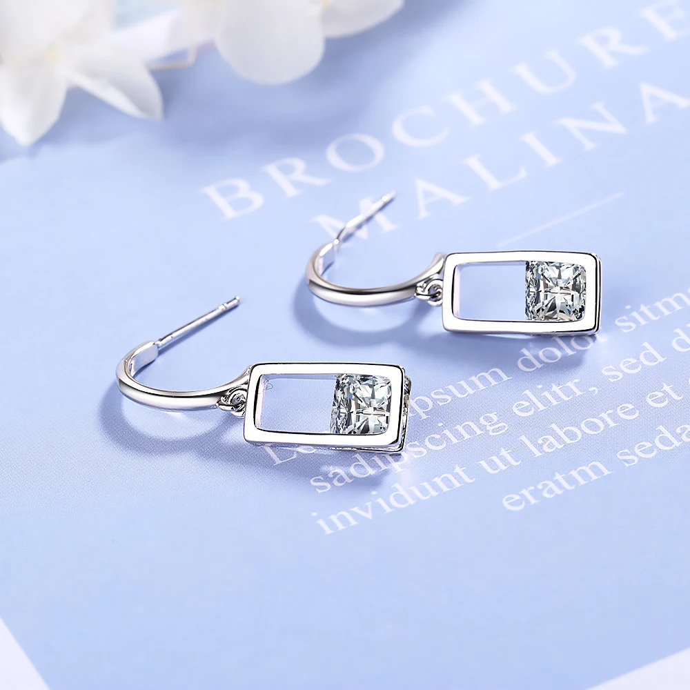 Геометрические Квадратные серьги циркониевые в форме капли искусственные