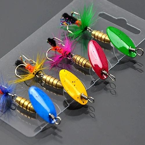 ZZ 4pc 5g Metal Bait Spinner kit Feather Outdoor Fishing Accessories Pesca Wobbler Tackle Tools Lure Set Lures Swimbait | Спорт и