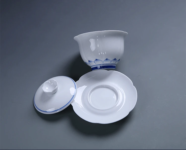 Китайский ручной окрашенный чайный набор, белый фарфор Dehua Gaiwan чайный горшок фарфоровый набор красивый и чайный набор