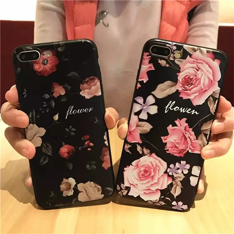 Силиконовый чехол с цветами для телефона iPhone 5 5S SE 7 8 Plus розовыми X 10 6 6S мягкий из