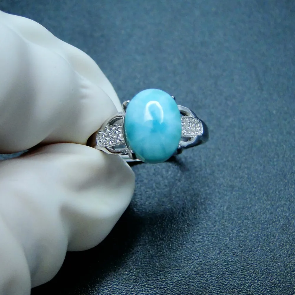 

1 lot of 5Pieces 100% Natural Larimar Gemstone Jewelry Real Fine 925 Sterling Silver Female Woman Rings