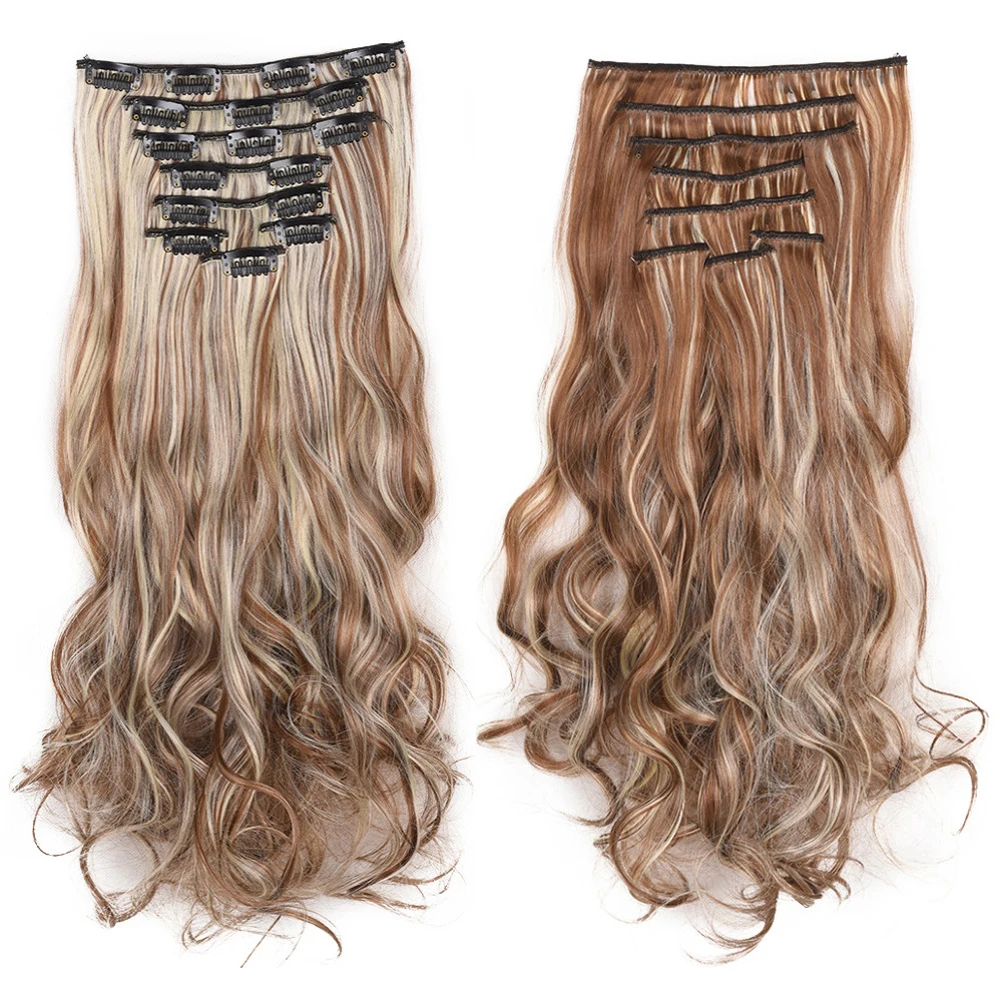 7 шт./комплект синтетические накладные волосы с эффектом омбре|Синтетические