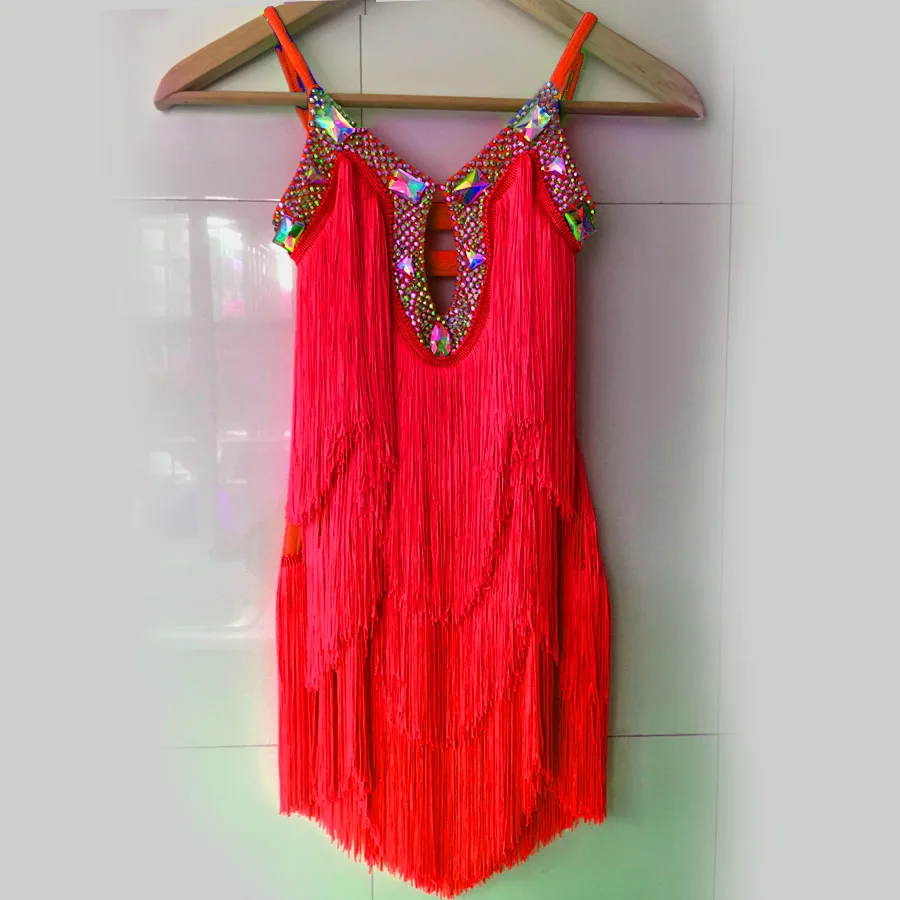 

New latin dance costumes senior sexy stones tassel latin dance dress for women latin dance competition dresses S-4XL A32