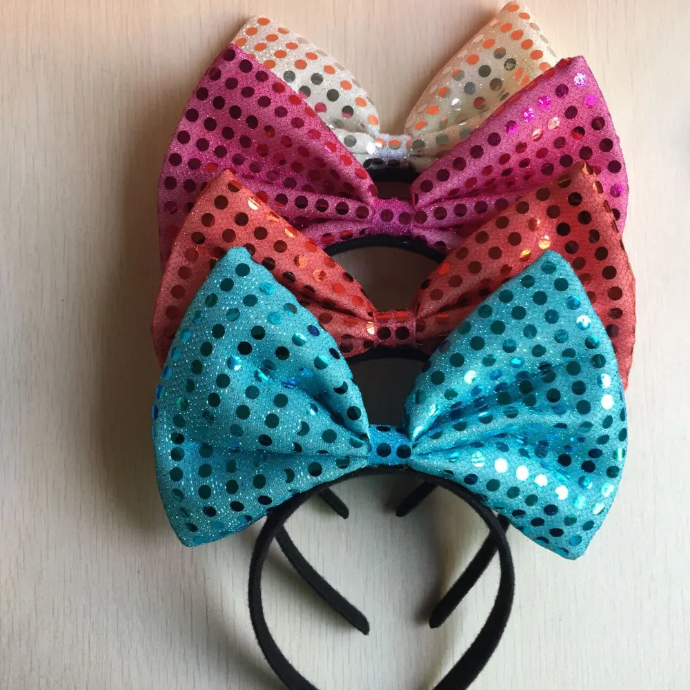 7 шт. повязка на голову с блестками и бантом для девочек Дамский бантик мигающий