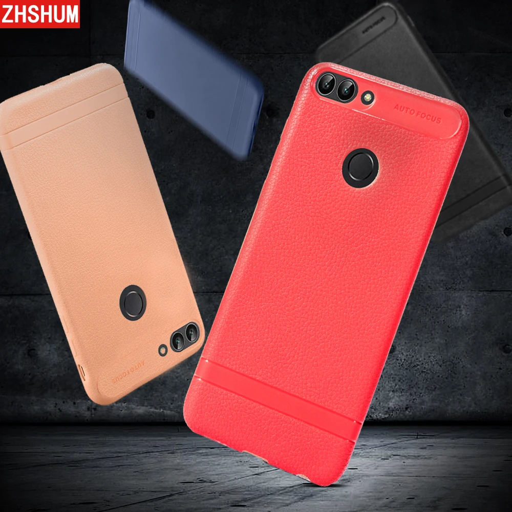 Мягкие силиконовые чехлы для huawei P Smart роскошные текстуры кожи