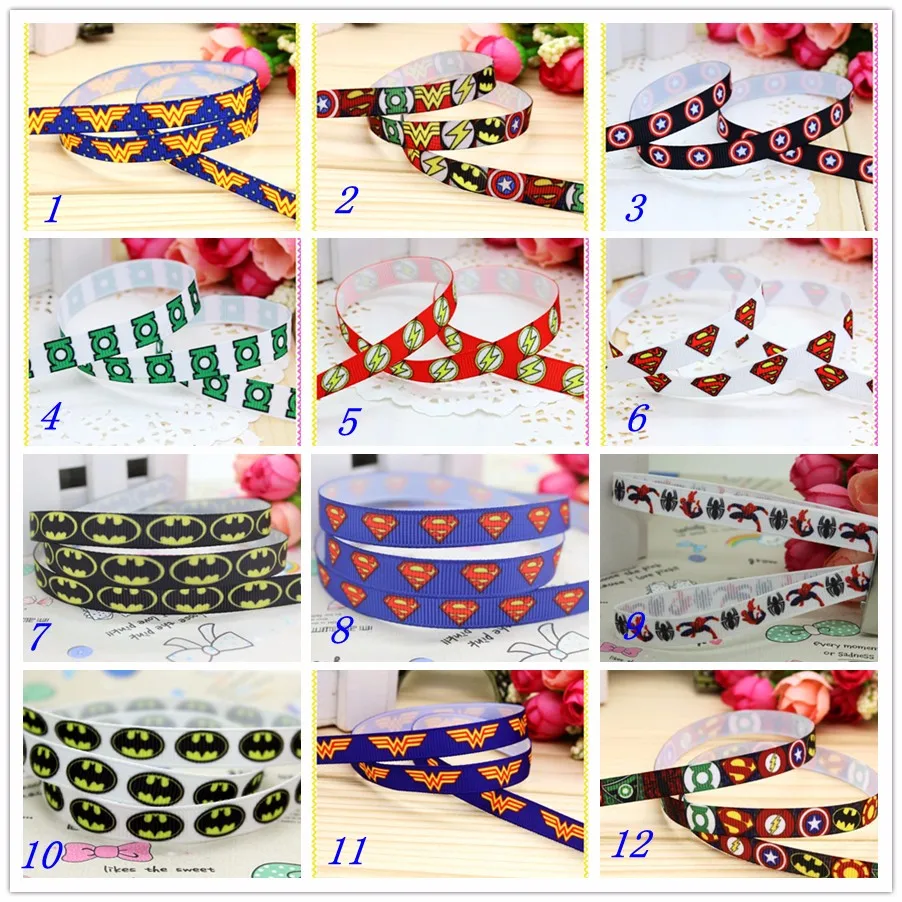 3/8 '' герой Бэтмен напечатанный grosgrain ленты hairbow головные уборы вечерние украшения «сделай сам» оптом OEM 9 мм S177