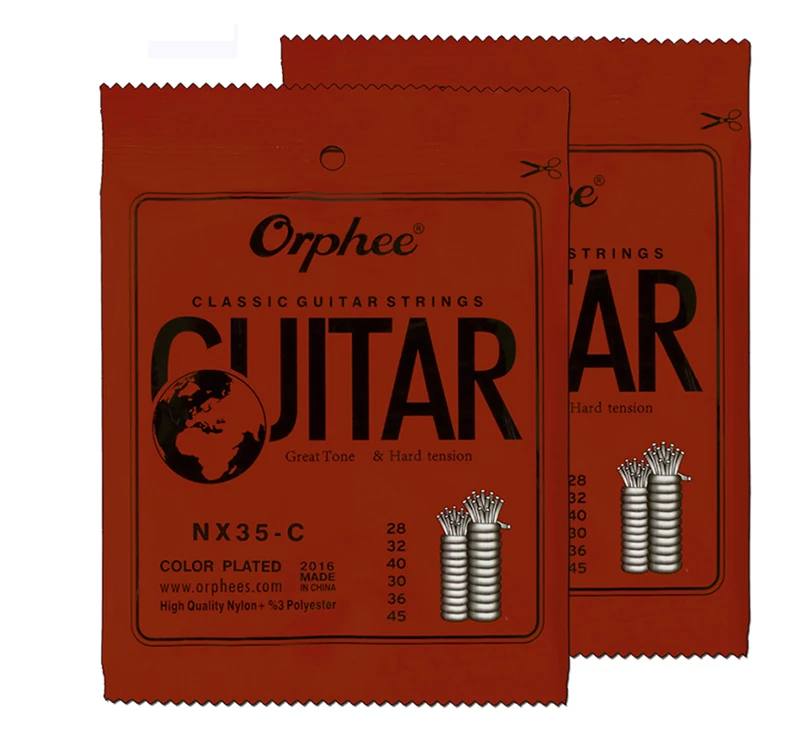 Струны Orphee NX35-C для классической гитары нейлоновые и посеребренные цветные 1-6