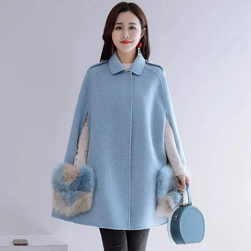 2020 Осень Зима Новый женский плащ куртка модный искусственный мех лоскутное