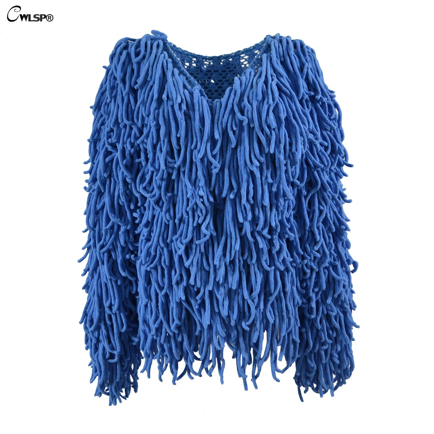 Женское однотонное теплое пальто CWLSP модное зимнее Свободное с кисточками