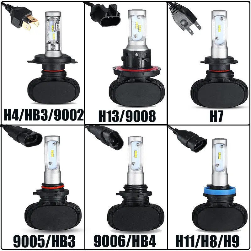 2 шт. H4 H7 Led H1 H3 Автомобильная фара S1 H11 50 Вт 8000LM автомобильная лампа csp 9005 HB3 9006 HB4|9006