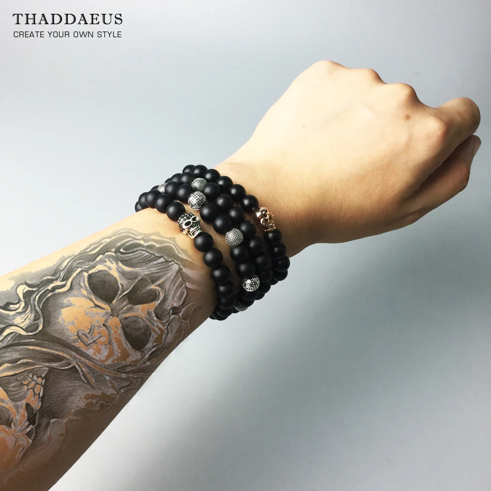 Браслет из бусин в виде черепа и обсидиана 8 мм ювелирные изделия сделай сам