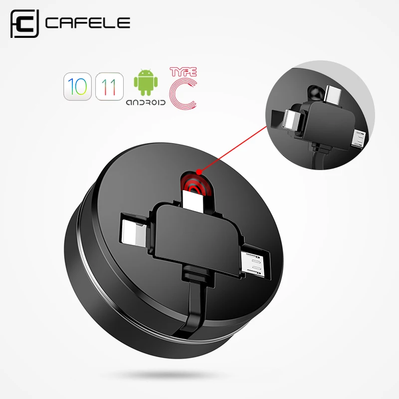 CAFELE 3 в 1 USB кабель для iPhone X Xs Micro Type C зарядный Выдвижной зарядное устройство Huawei