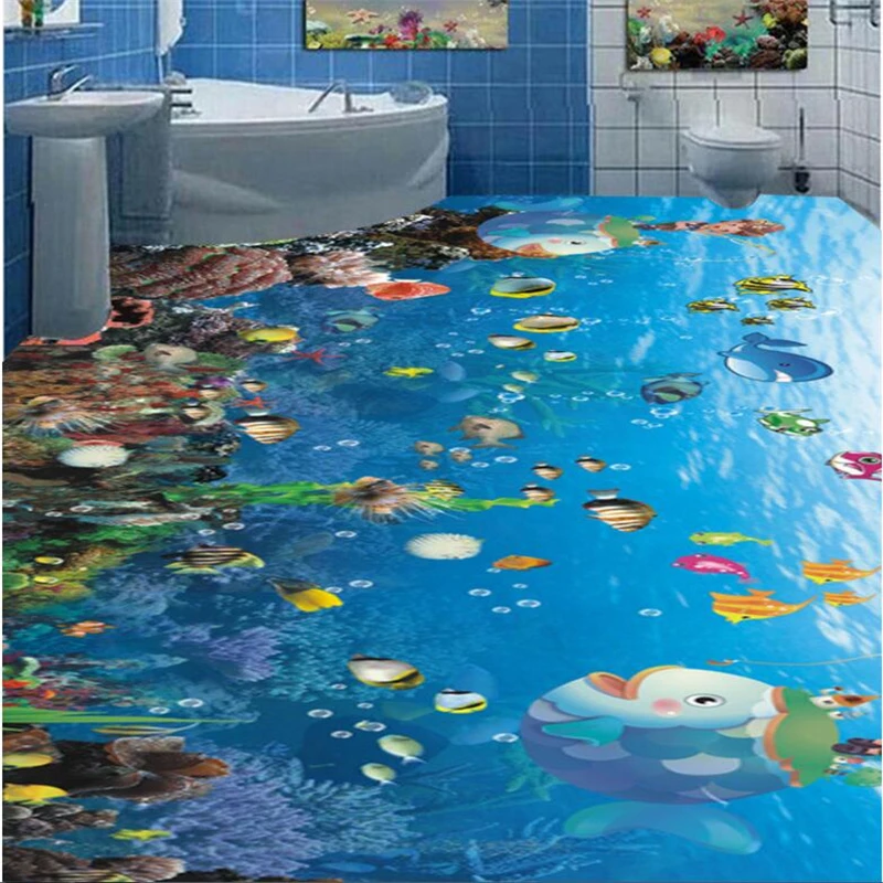Водонепроницаемая износостойкая 3D-картина beibehang для пола из ПВХ Океанский мир |