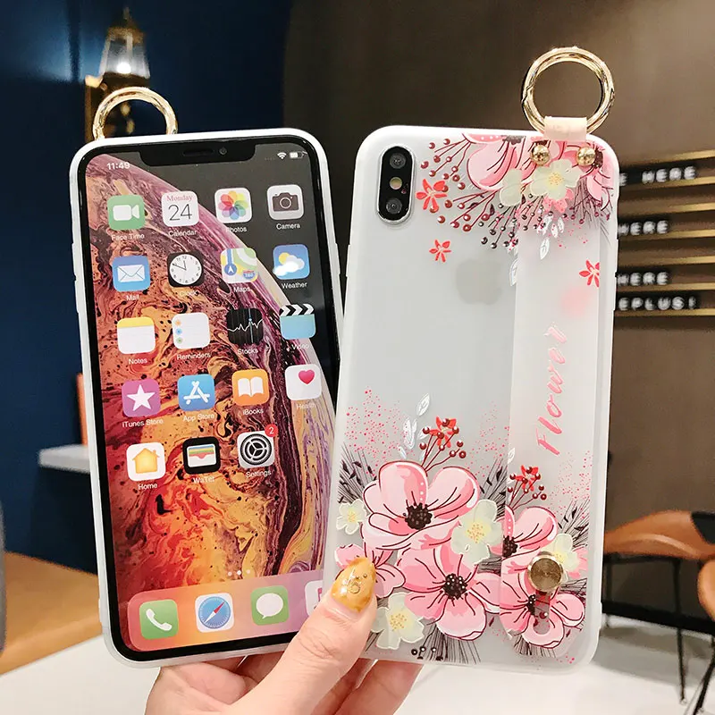 Чехол SoCouple с цветочным ремешком на запястье для телефона iphone 12 чехол 7 8 plus SE Xs max XR