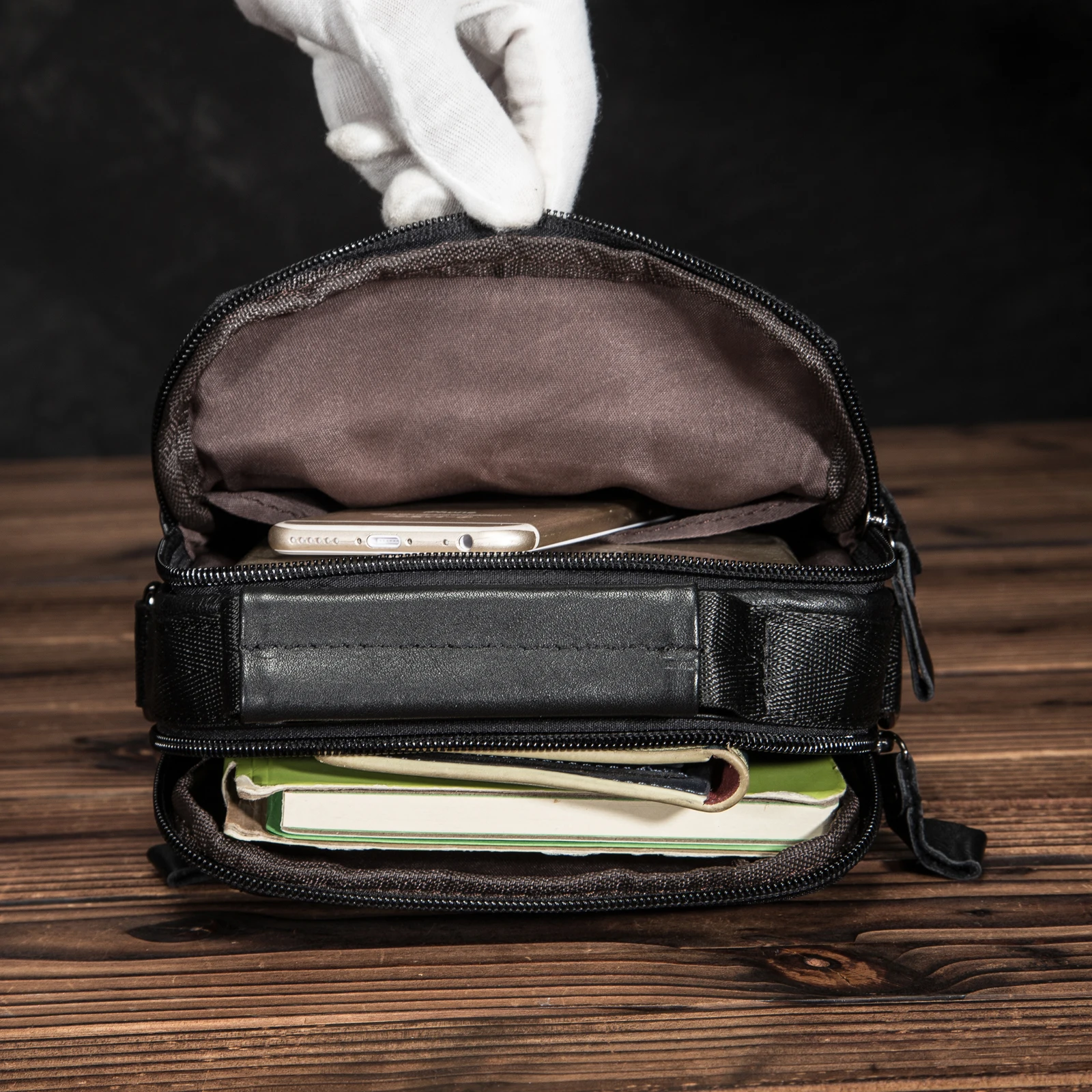 

Quality Original Leather Male Casual Shoulder Messenger bag Cowhide Fashion Cross-body Bag 8" Pad Tote Mochila Satchel bag 9807