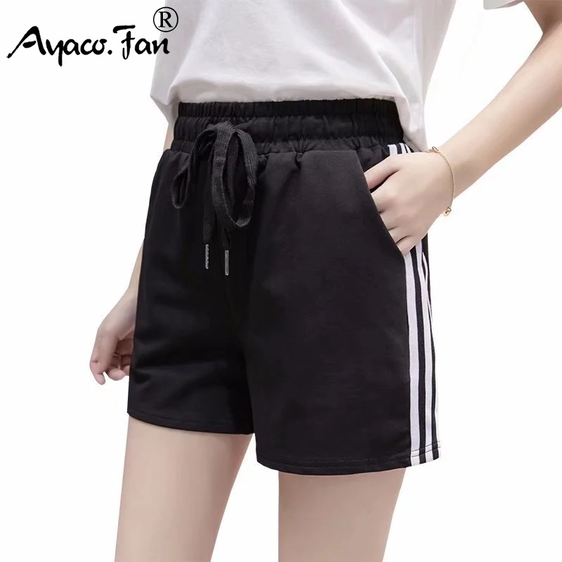 Shorts 2019 Summer New High Waist Patchwork Soft Women Sports Shorts for Girl Female Lady Casual Athletic Slim Short Trousers