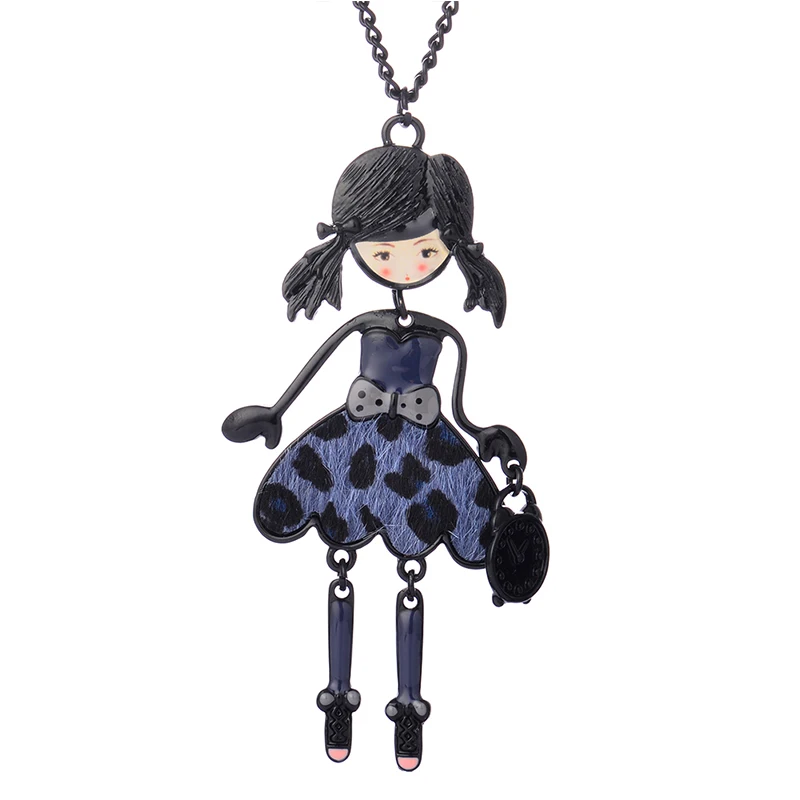 Классическое эмалированное ожерелье с куклой женское из сплава подвеской для