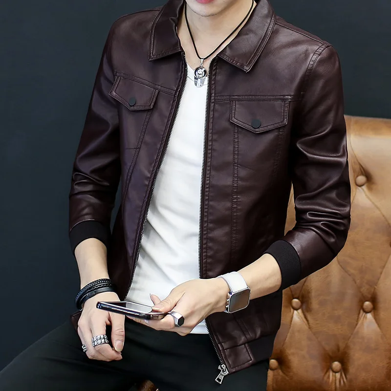 Новинка Осень 2020 мужская кожаная куртка для культивирования морали Молодежная
