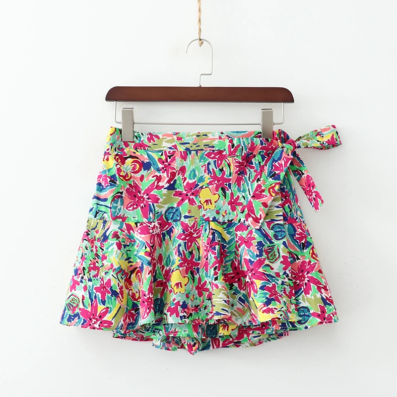 Летние шорты для женщин 2019 Повседневная Женская одежда с принтом Шорты высокой