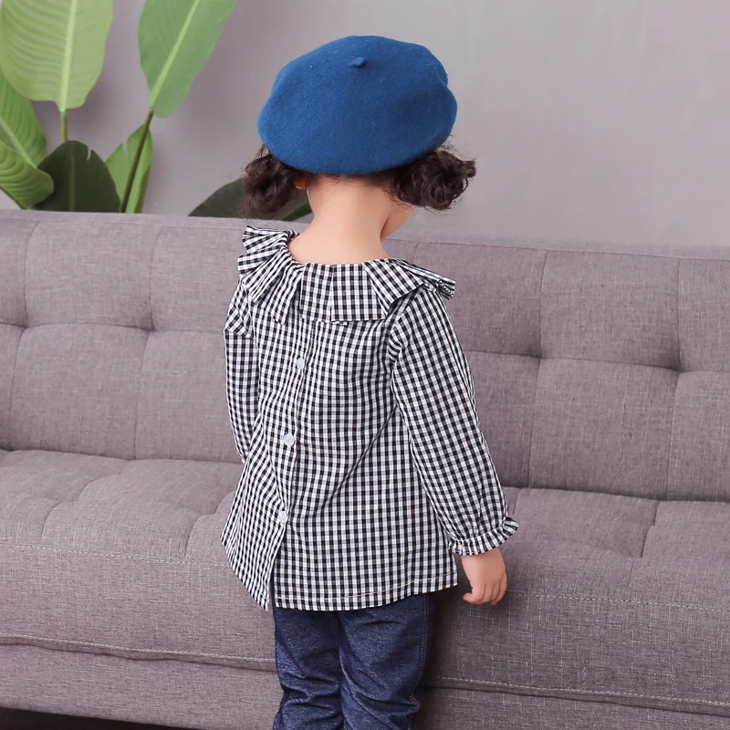 

Girls Shirts 2018 Summer New Style Girls Blouse Long Sleeve lattice Children's Blouses Girls Clothes 2-6y Clothing Top Cotton