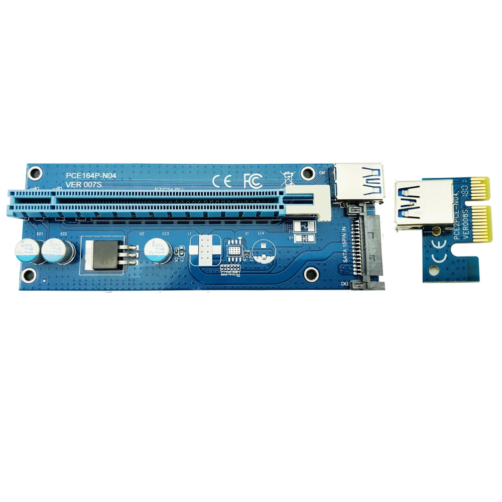 PCIe 1 до 4 PCI express 16X Райзер карта майнинга E 1X к внешнему e слот SATA Блок питания для BTC