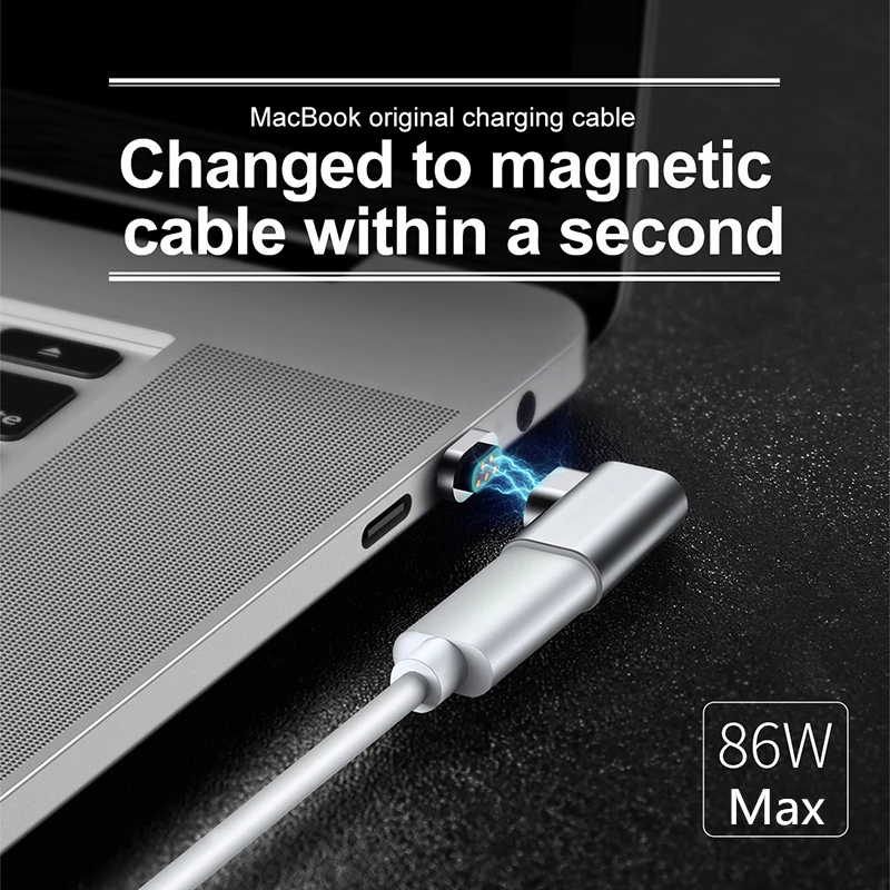 Магнитный адаптер USB C для быстрой зарядки 4 3 А прямоугольный Переходник Type к Macbook