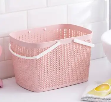 L-pink 1 шт. Милая корзина для хранения ванной, корзина для ванной, Большая мягкая пластиковая корзина для мытья, портативная ванная wx9251527 - Цвет: L-pink