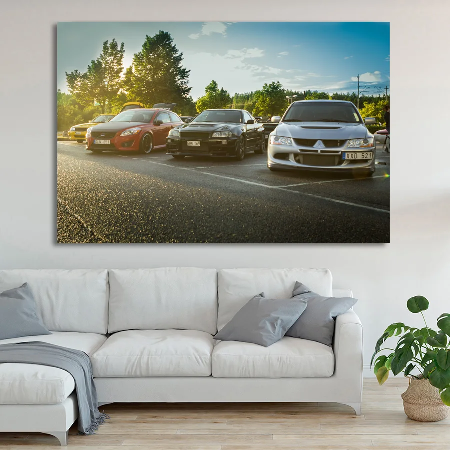 Настенные картины Nissan Skyline GT R R34 Lancer Evolution VIII автомобиля Плакаты и художественная