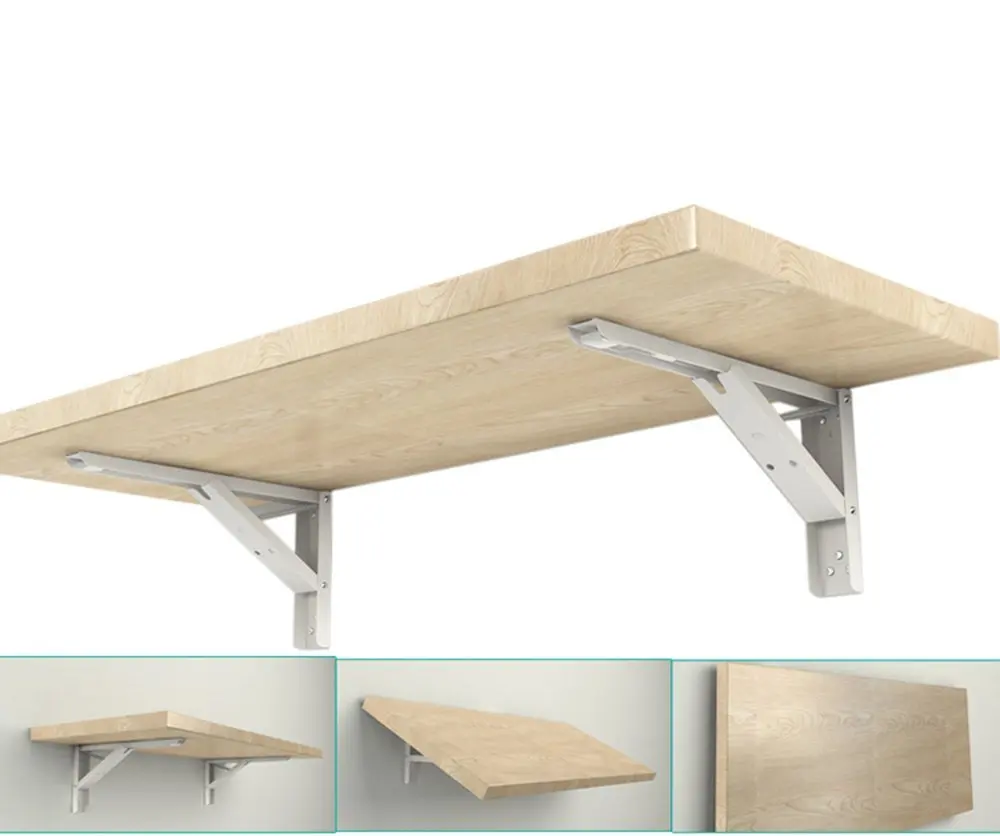 

14-inch Length 90 Degree Metal Spring Loaded Triangle Folding Shelf Brackets Support 2pcs