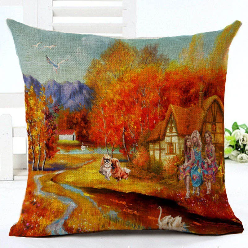Forest Scenery Cushion Cover Pillowcase Bed Car Hotel Home Decor Sofa Vintage Modern | Дом и сад