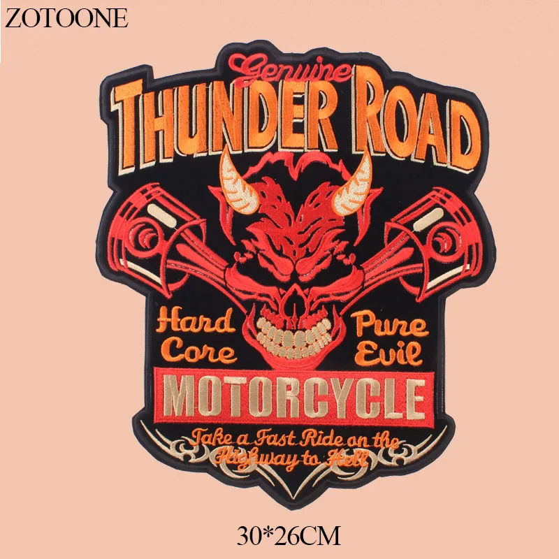

ZOTOONE Iron on Big Skull Patches for Clothes DIY Jackets Jeans Applique Embroidery Large Motorcycle Letter Punk Patch Stickers