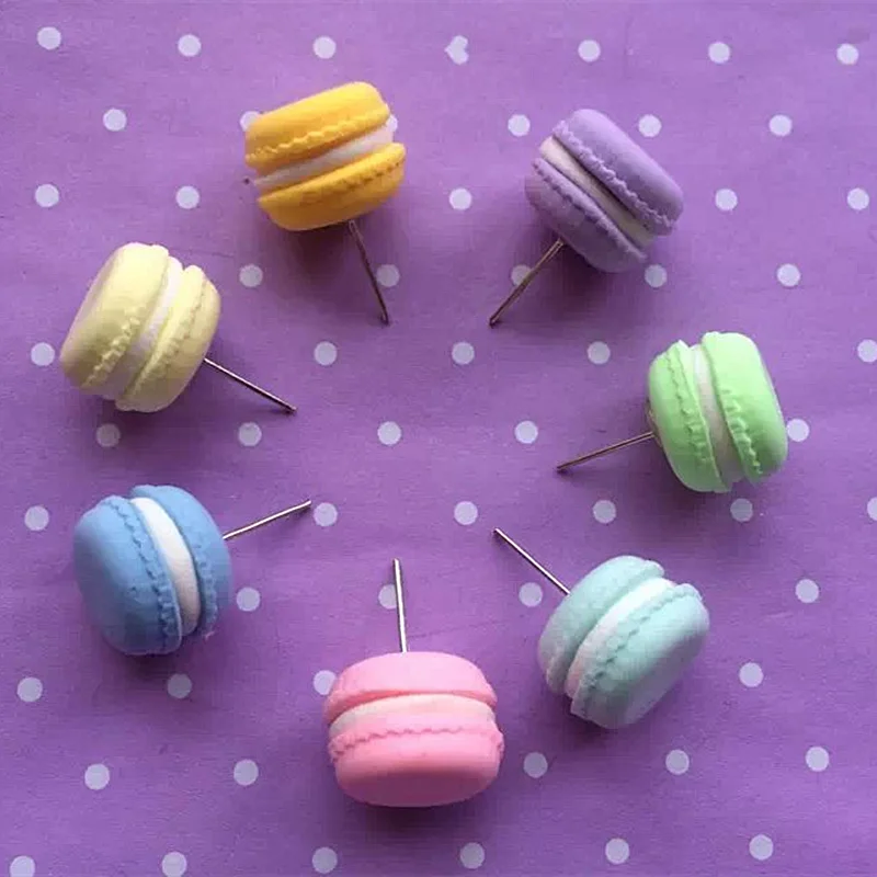 2018 серьги-гвоздики в виде макаронов на молнии с имитацией цвета мороженого