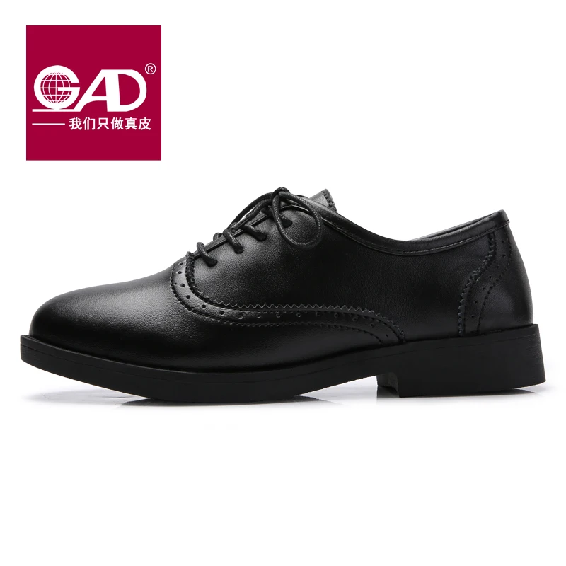 2017 Новинка осени настоящие кожаные туфли на плоской подошве с в винтажном