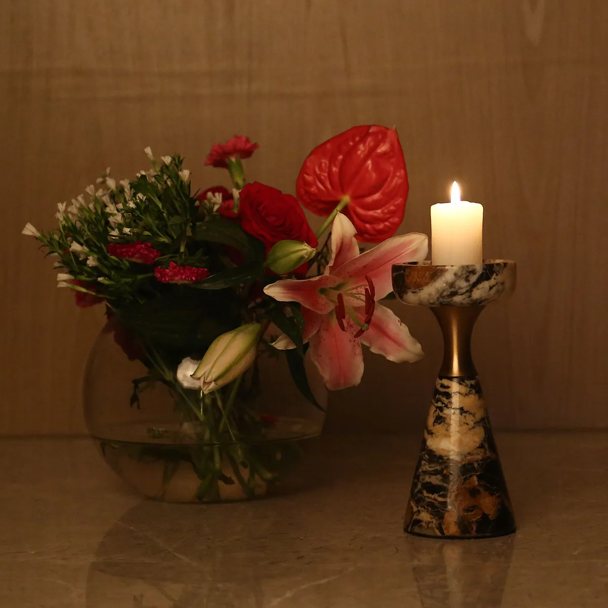 Tooarts Marble Candlestick-Short Candle holder Candlelight Dinner Table Ornament Gifts for Wedding Party Home Spa Aromatherapy | Дом и сад